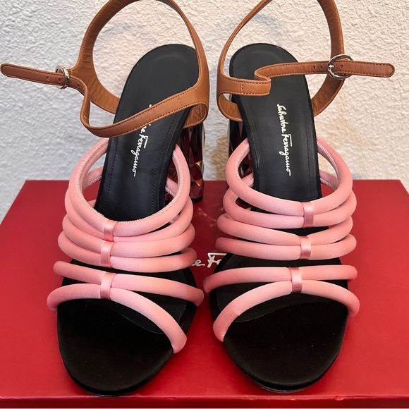 NWT Salvatore Ferragamo Amalia Pink Block X5 Heels - Picture 7 of 9